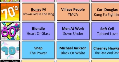Music bingo card